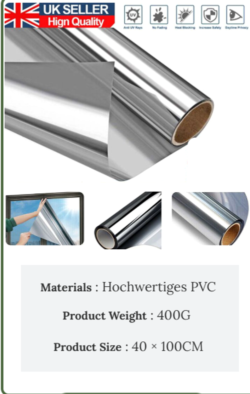 2-Piece Set: 40x100cm Heat-Insulating Privacy Window Film