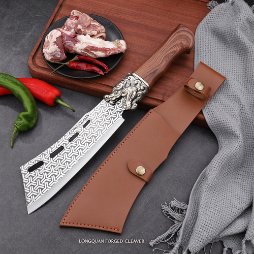 Longquan Hand-Forged Chopping Cleaver: Master-Crafted Full-Tang Axe for Bone, Wood, and Outdoor Chopping