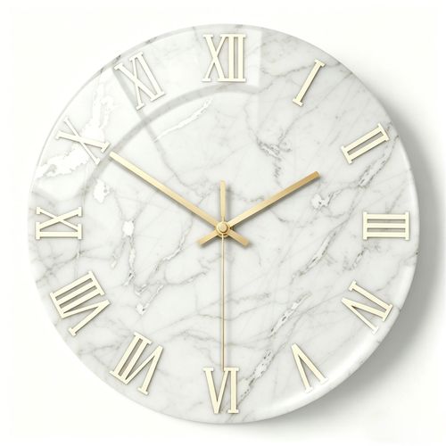 Currently, only the small size is available. for Creative Tempered Glass Round Marble Clock Light Luxury