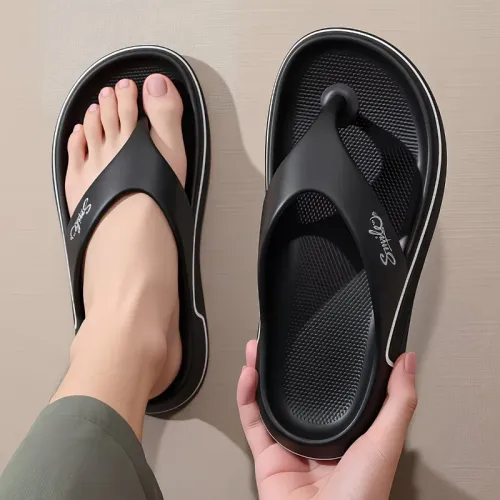 Men's Summer Beach Sandals Comfortable Slip-On Anti-Slip Odor-Resistant Soft Bottom Thong Slippers Trendy EVA Material