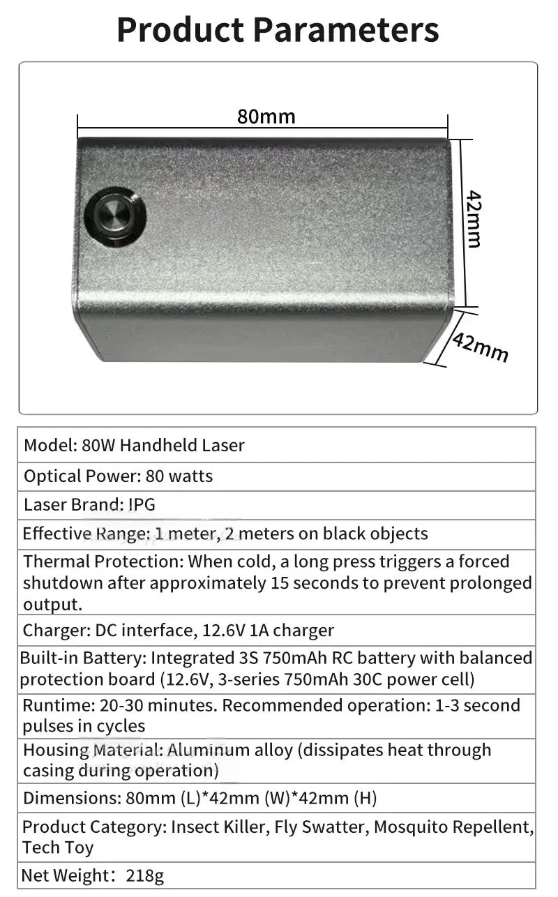 80 watt laser remote control transmitter, with an effective distance of up to 2 meters