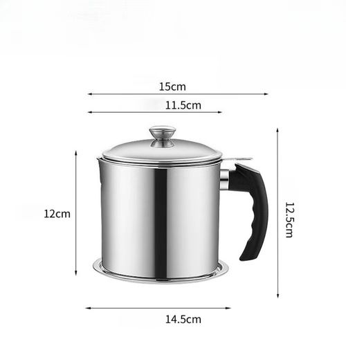 Stainless Steel Oil Filter Cup Kitchen Oil Storage Bottle Leak Proof with Removable Strainer for Storing Frying Oil Kitchenware