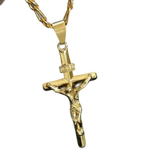 1 piece trendy vintage cross pendant necklace - individualistic, fashionable, minimalist, and unisex in a simple style.