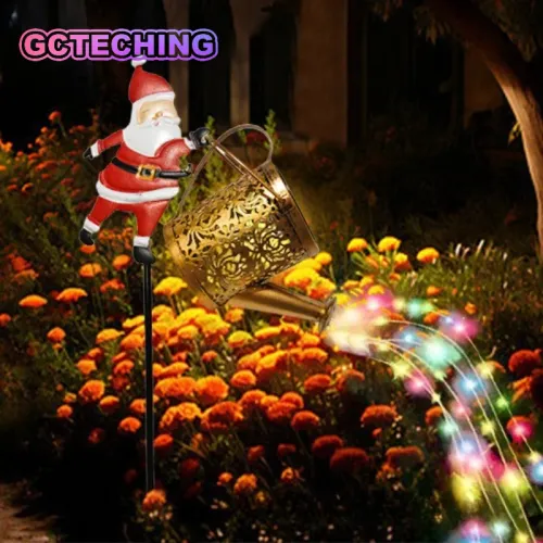 New Santa Claus Lantern Solar Luminous Water Bottle Hollow Outdoor Courtyard