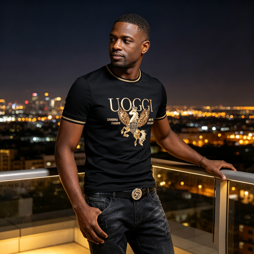 Black men's new T-shirt, lightweight, breathable, and suitable for business casual wear.