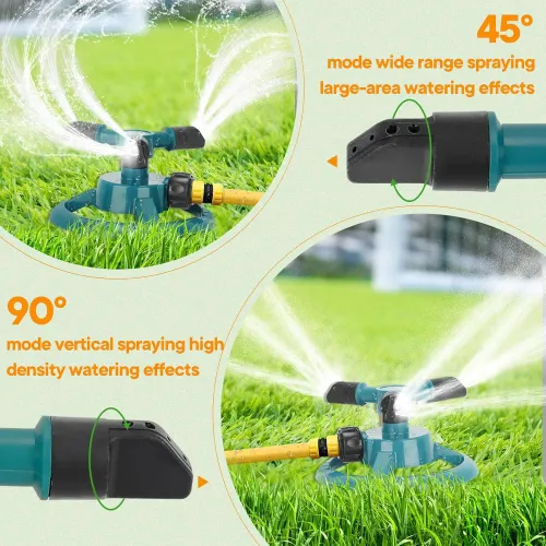 360 degree lawn rotating spray small disc sprinkler with three pronged rotatable plastic sprinkler for watering plants