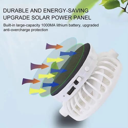 Solar charging, with fan and breathable mesh cap gray