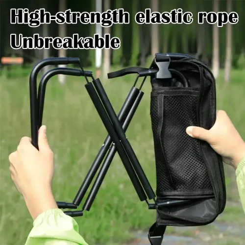 Portable folding camping stool with shoulder strap (for picnics and outdoor use)