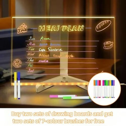 Creative Rewritable Acrylic LED Message Board (set come with 7 Pens)