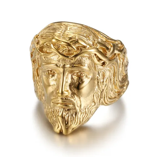 Vintage Gold Plated Greek Ring for Men Stainless Steel Mythology Engraved Accessory for Parties And Gifts