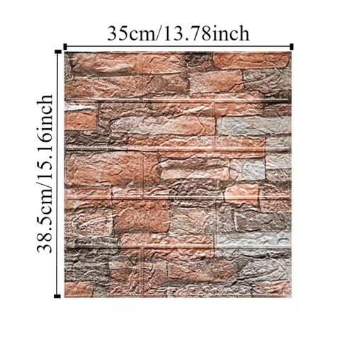 12pcs 35*38.5cm(13.78*15.16in) Waterproof 3D Imitation Brick Wall Stickers Peel and Stick Retro Self-adhesive Wallpaper Panel Moisture-proof DIY