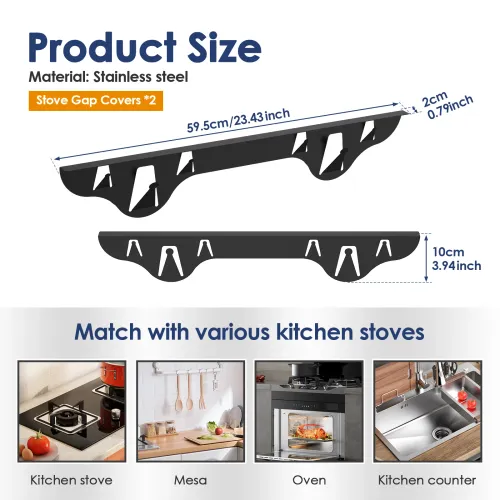 Stove Gap Covers Stainless Steel Stove Gap Covers Heat Resistant Oven Gap Filler