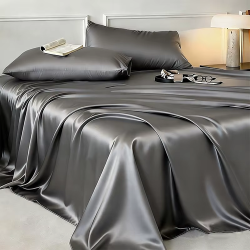 ✨ 3-Piece Ice Silk Bed Sheet Set (includes 1 flat sheet + 2 pillowcases) — Silky smooth, cool and breathable, with a stretchy, snug-fit design.