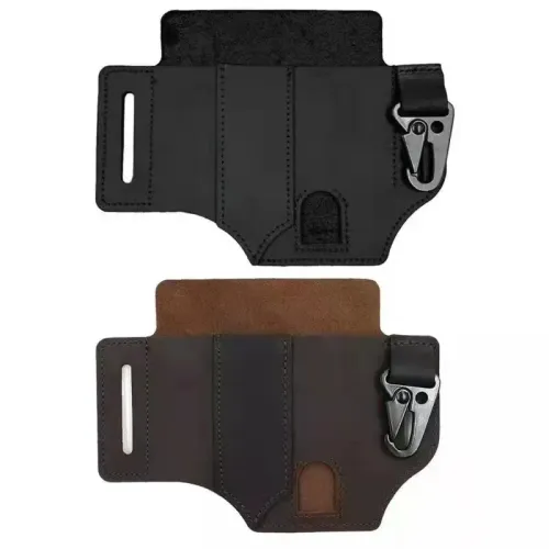 Tactical Multi Tool Belt Leather Bag Portable Tool Storage Bag Holster Outdoor Camping Hunting Waist Leather Pocket