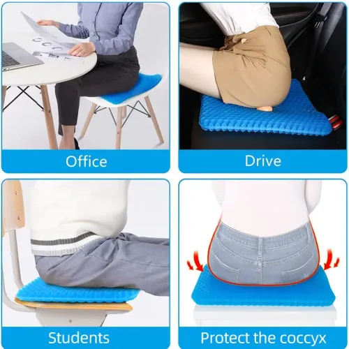 Gel Seat Cushion Summer Breathable Honeycomb Design For Pressure Relief Back Tailbone Pain