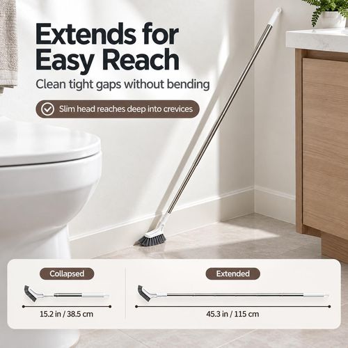 3PCS Adjustable Length Stainless Steel Telescopic Long Handle Crevice Cleaning Brush, Narrow Gap Cleaner for Bathroom, Hard-to-Reach Spaces