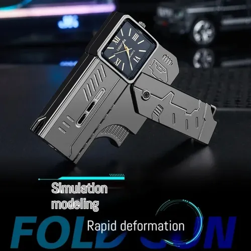 Super cool folding lighter watch spray gun torch windproof spray blue fire
