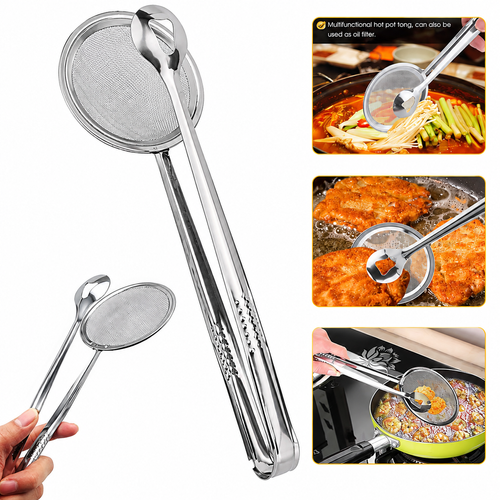 5PCS Stainless Steel Oil Frying Clamp Filter Fine Mesh Strainer With Clip Tongs for Oil-frying Food Kitchen Tools