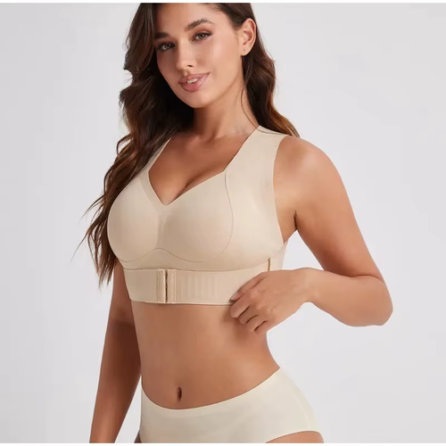 Women Posture Corrector Bra（Front Closure Wireless Support Bra with Cross-Back Design and Push Up Fit）