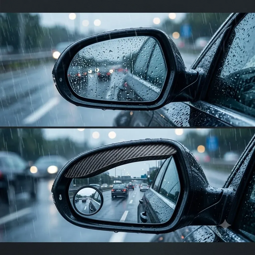 4PCS Car Blind Spot Mirrors with Rain Shield Universal Side Mirror Waterproof Cover Wide Angle Rearview Mirror Visibility Safety
