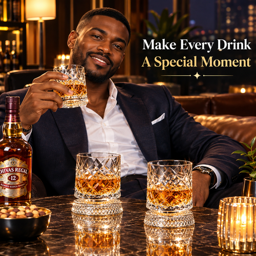 2PCS 360° Rotating Whiskey Glass Set, Crystal Spinning Tumbler Gift For Men, Whiskey Lovers & Home Bar
