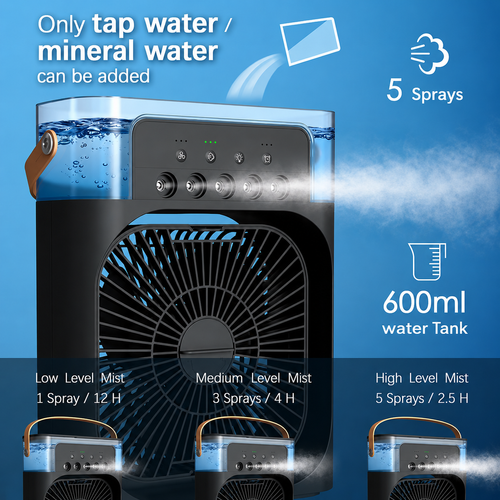 Portable Humidifier Fan AIr Conditioner Household Small Air Cooler Hydrocooling Portable Air Adjustment For Office 3 Speed Fan
