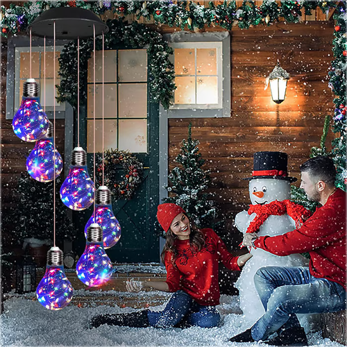 Colorful LED Solar-Powered Light Bulb Wind Chimes