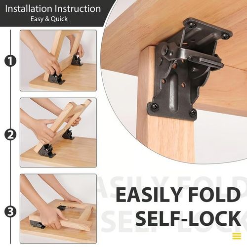 Heavy-Duty Folding Table Leg Brackets with Self-Locking Hinges