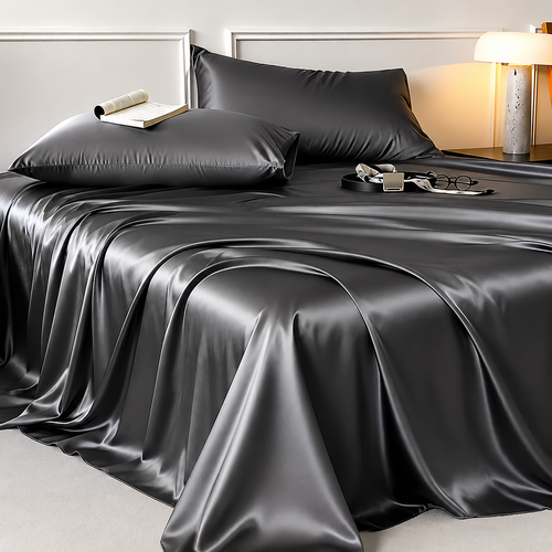 ✨ 3-Piece Ice Silk Bed Sheet Set (includes 1 flat sheet + 2 pillowcases) — Silky smooth, cool and breathable, with a stretchy, snug-fit design.