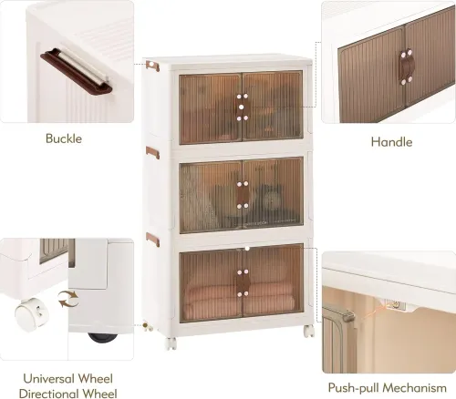 layer Stackable Home Use Clothes Storage Cabinet Multi-Layer Luxury Foldable Wardrobe for Children's Room Bedroom Rent House No Installation Nee