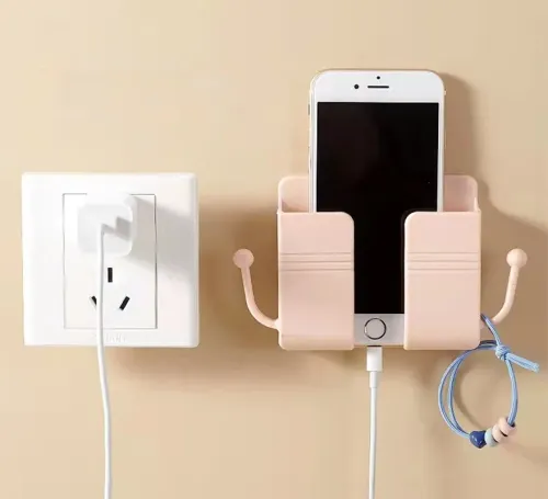 1Pc  Punch Free Wall Mount Phone Plug Holder Mobile Phone Charging Stand Air Conditioner TV Remote Control Storage Box