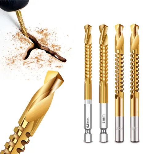 6Pcs HSS Twist Drill Bits Set 3-8mm Serrated Grooving Cutting Tap Spiral Saw Wood Metal Plastic Hole Saw Titanium Drill Tools