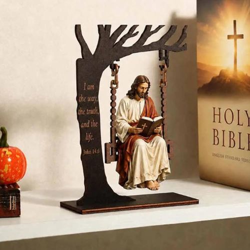 Tree Swing Character Reading Resin Ornament