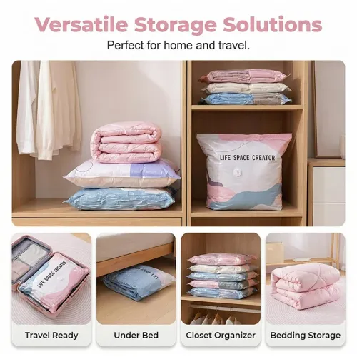 2PC No-pump Vacuum Storage Bags 3D Vacuum Compression Luggage Sealing Bag Clothes Comforters Blankets Large Capacity Storage Bag