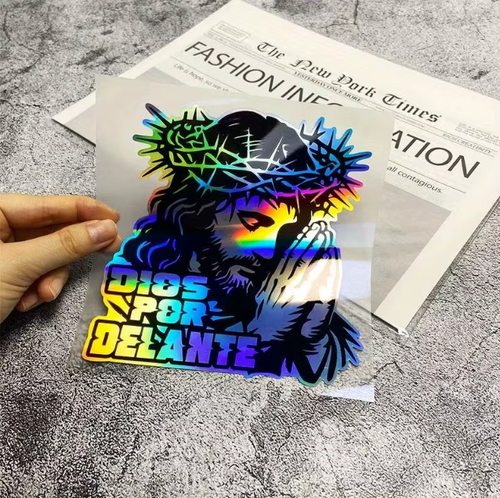 5 pcs DIOS POR DELANTE cross car decoration sticker car sticker, reflective laser waterproof decal