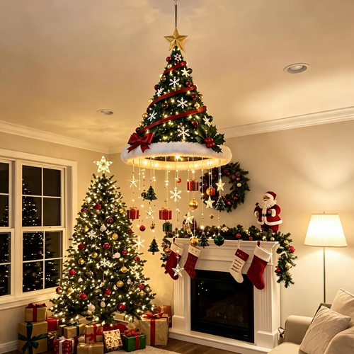 Hanging Santa Hat LED Tree Lights | Cascading Holiday Glow