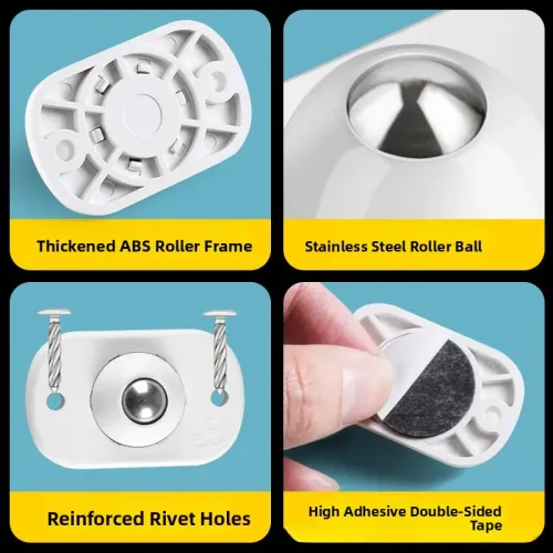 4 pcs Self Adhesive Caster Mini Swivel Wheels Stainless Steel Universal 360 Degree Rotation Pulley for Furniture Storage Box