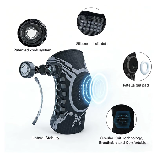 Smart Knob Knee Brace Patella Gel Pad Lateral Stabilizer Compression Support Joint Pain Relief Recovery Home Gym Wear