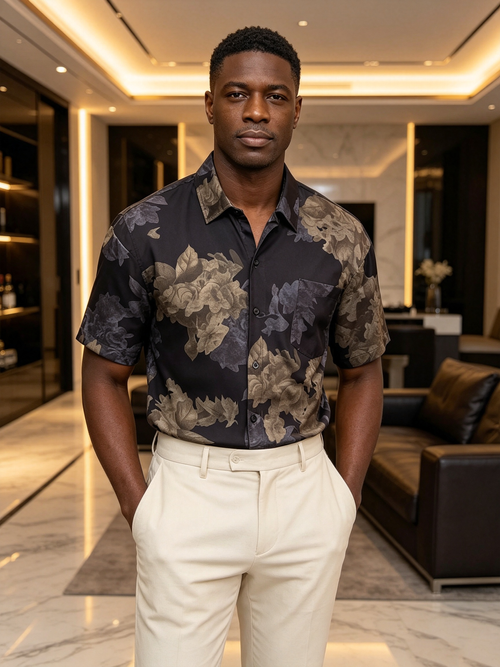 High end velvet crochet men's top