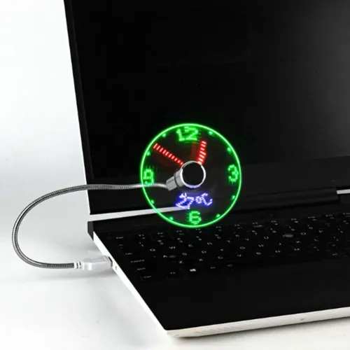 USB Fans Real Time And Temperature Display Creative Mini Fan With RGB LED Light Portable Clock Fan for Laptop PC Notebook Cooler