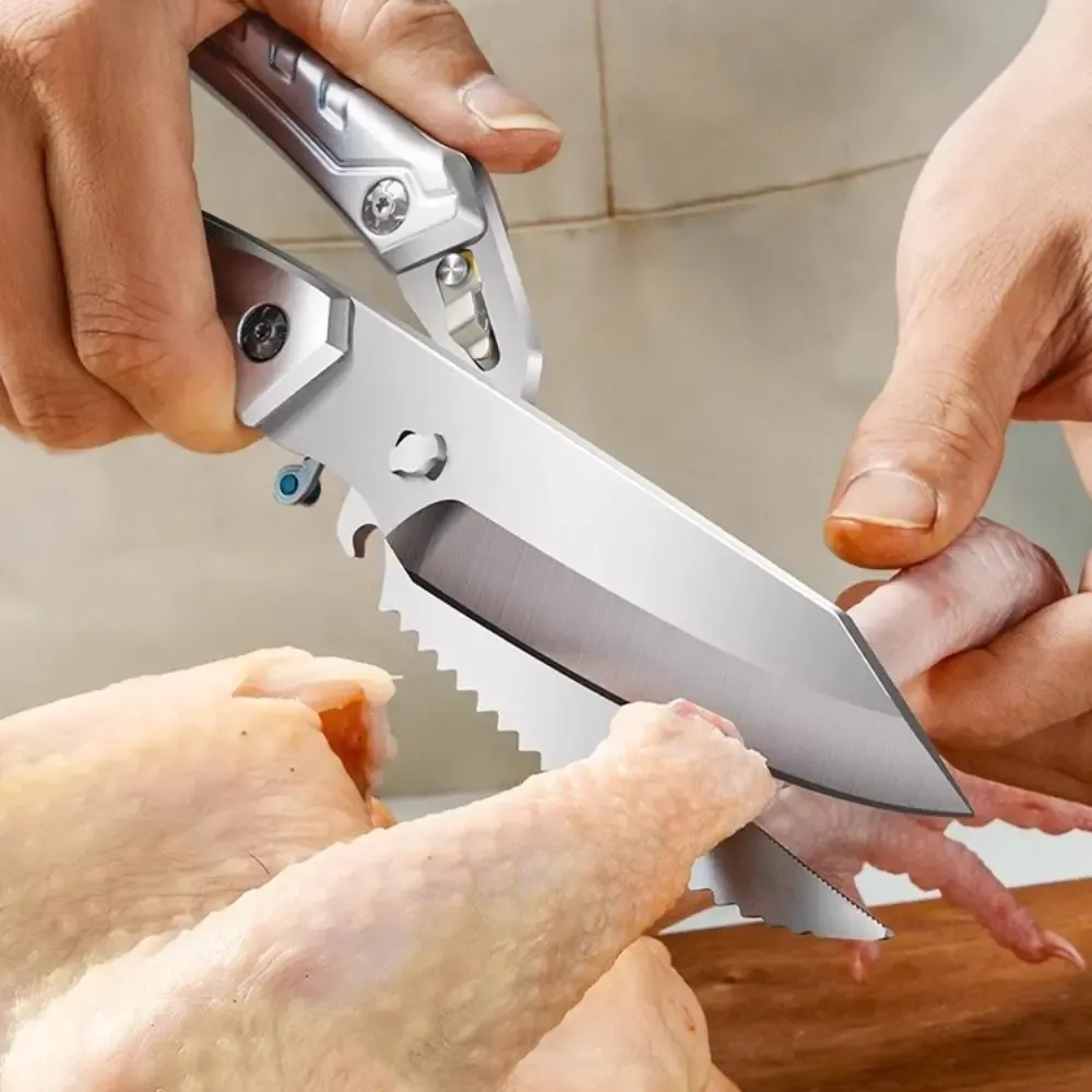 Peeler Removable Scissor with Safety Buckle Non-slip Handle Kitchen Scissor Stainless Steel Food Scissor Outdoor