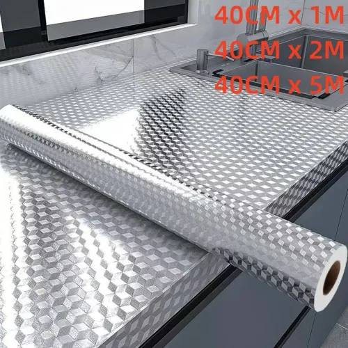 Kitchen wall stickers self-adhesive aluminum foil anti-oil wall stickers suitable for countertops drawers cabinets shelves line