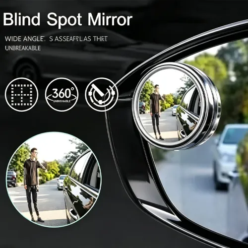 2pcs Car Blind Spot Mirror Small Round 360 Wide Angle Scratch Resistant Ultra Clear Convex Secure Parking SUV Truck Van