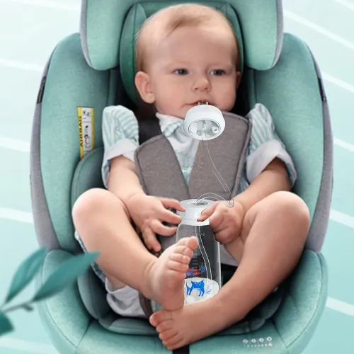 8oz 240ml Normal-Neck Baby Bottle with Straw Brush,Hands-Free PP Feeding Bottle Set-Makes Feeding Easy