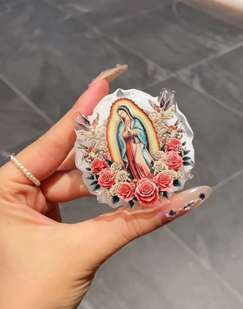 Divine Grip: Religious Theme Phone Grip & Stand with Cross & Madonna Designs