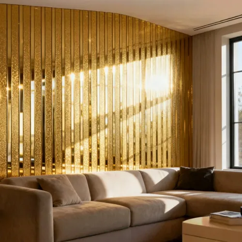 300cm*40cm Golden striped wallpaper, modern metal wall panel, suitable for bedroom, living room, TV background wall and home decoration