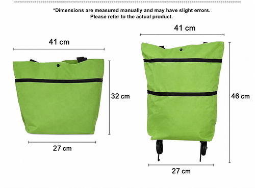 Lightweight, foldable shopping trolley with wheels (can also be carried over the shoulder)