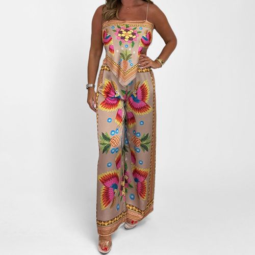 New sexy and fashionable printed camisole with loose fitting women's pants set