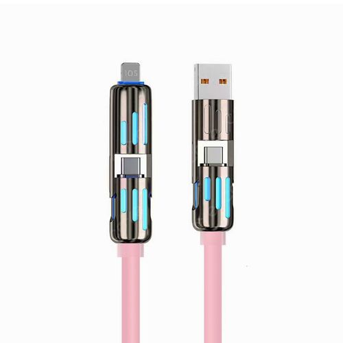 3 in 1 USBType C to Type C Cable counter Tangle RGB Luminous 120W Fast Charging Data Sync Cord Liquid Silicone Aluminum Alloy