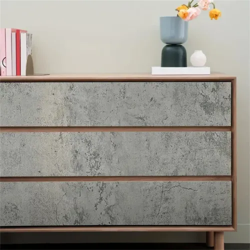 5pcs 60cm*1m Vinyl Wallpaper Waterproof Self-Adhesive Wallpaper Cement Gray Countertop Contact